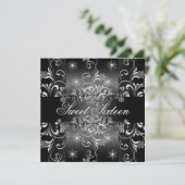 Invitation d'anniversaire Sweet 16 flocon de neige (Debout devant)