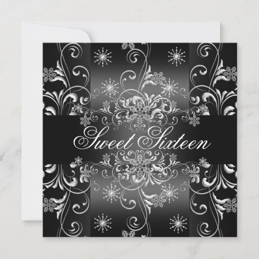 Invitation d'anniversaire Sweet 16 flocon de neige (Devant)