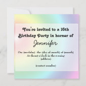 Invitation d'anniversaire Sweet 16 personnalisée (Dos)