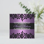 Invitation d'anniversaire Sweet 16 Rose pourpre et (Debout devant)