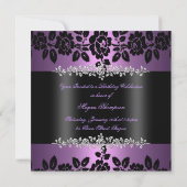 Invitation d'anniversaire Sweet 16 Rose pourpre et (Dos)