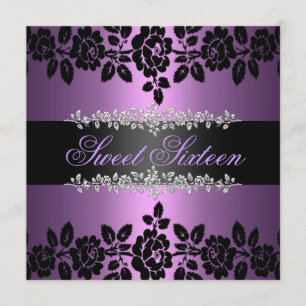 Invitation d'anniversaire Sweet 16 Rose pourpre et