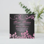 Invitation d'anniversaire Sweet 16 Rose Tourbillon (Debout devant)