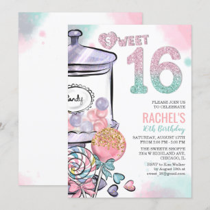 Invitation d'anniversaire Sweet 16 sur le thème de