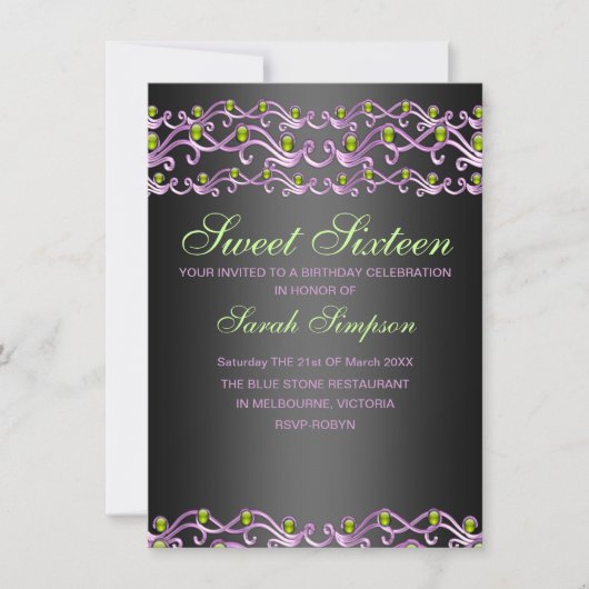 Invitation d'anniversaire Sweet 16 tourbillon de b (Devant)