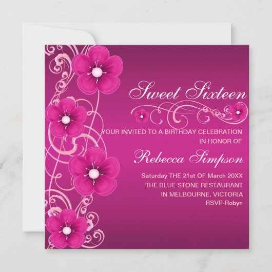 Invitation d'anniversaire Sweet 16 Tourbillon de f (Devant)