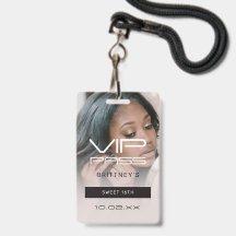 Invitation d'anniversaire Sweet 16 VIP Pass Badge 