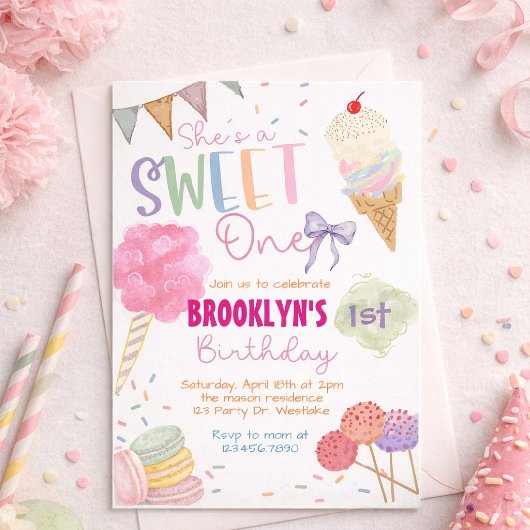Invitation d'anniversaire Sweet One | Crème glacée