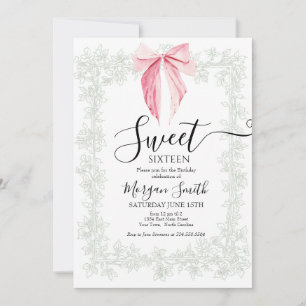 Invitation d'anniversaire Sweet Sixteen avec un nœ
