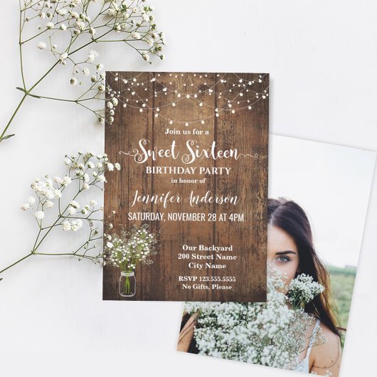 Invitation d'anniversaire Sweet sixteen du souffle