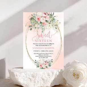 Invitation d'anniversaire Sweet Sixteen Rose Rouge