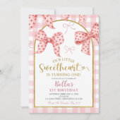 Invitation d'anniversaire Sweetheart avec un nœud (Devant)