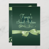 Invitation d'anniversaire Swirl & Bow Green (Devant / Derrière)