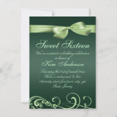 Invitation d'anniversaire Swirl & Bow Green (Dos)