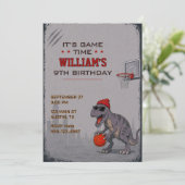 Invitation d'anniversaire T-Rex Basketball (Debout devant)