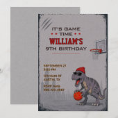 Invitation d'anniversaire T-Rex Basketball (Devant / Derrière)