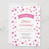 Invitation d'anniversaire | Taches de confetti ros (Devant)