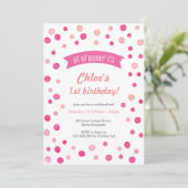 Invitation d'anniversaire | Taches de confetti ros (Debout devant)