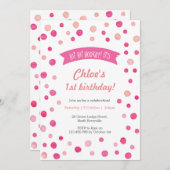 Invitation d'anniversaire | Taches de confetti ros (Devant / Derrière)