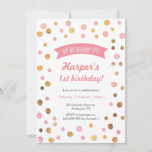 Invitation d'anniversaire   Taches de confetti ros