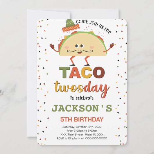 Invitation d'anniversaire Taco (Devant)