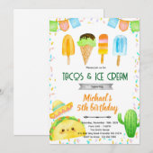 Invitation d'anniversaire Taco et glace (Devant / Derrière)