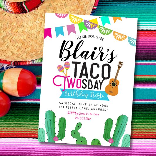Invitation d'anniversaire Taco Twosday