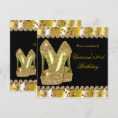 Invitation d'anniversaire talons hauts pailletés o (Devant / Derrière)