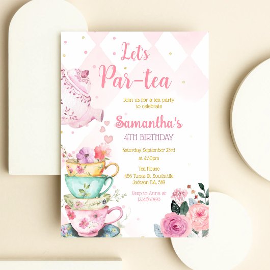 Invitation d'anniversaire Tea Party