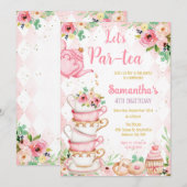 Invitation d'anniversaire Tea Party (Devant / Derrière)