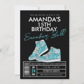 Invitation d'anniversaire Teal Sneaker Ball (Devant)