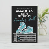 Invitation d'anniversaire Teal Sneaker Ball (Debout devant)