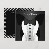 Invitation d'anniversaire tenue de soirée noire (Devant / Derrière)