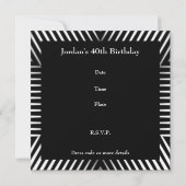 Invitation d'anniversaire tenue de soirée noire (Dos)