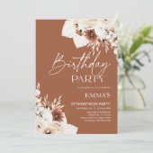 Invitation d'anniversaire Terracotta Boho Pampas (Debout devant)