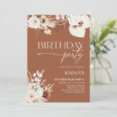 Invitation d'anniversaire Terracotta Boho Pampas (Debout devant)