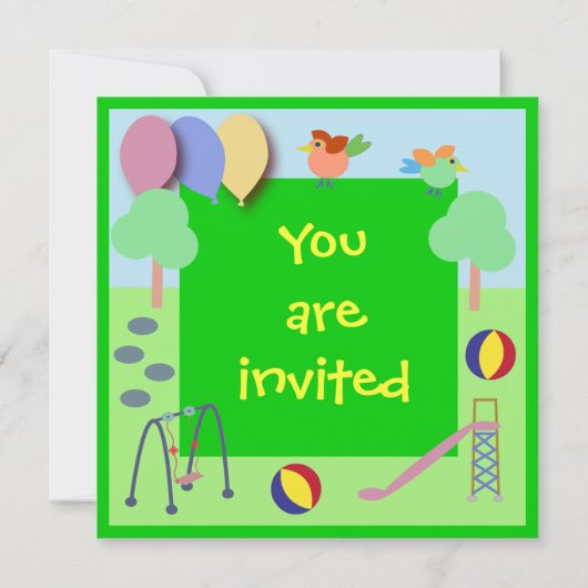 Invitation d'anniversaire : Terrain de jeu 006 (Dos)