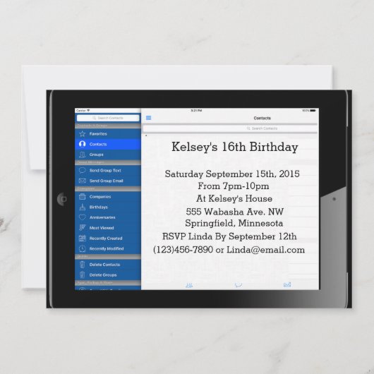 Invitation d'anniversaire textuelle (Dos)