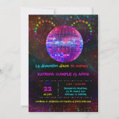 Invitation d'anniversaire Thématique Disco Pour En (Devant)