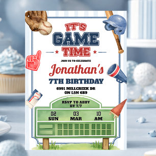 Invitation d'anniversaire thème baseball à l'heure