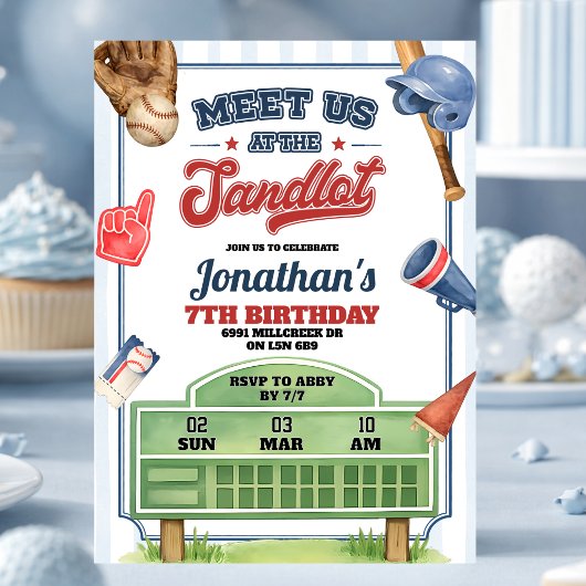 Invitation d'anniversaire Thème Baseball Rencontro