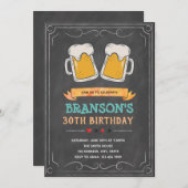 Invitation d'anniversaire thème bière tableau noir (Devant / Derrière)