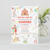 Invitation d'anniversaire thème cirque de carnaval (Debout devant)