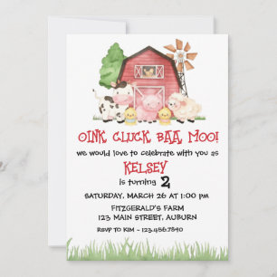 Invitation d'anniversaire thème ferme traditionnel