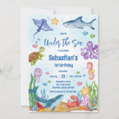 Invitation d'anniversaire thème océan sous la mer (Devant)