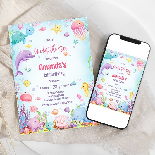 Invitation d'anniversaire thème océan sous la mer