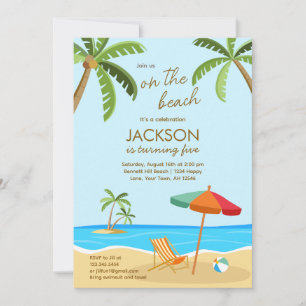 Invitation d'anniversaire thème plage sur la plage