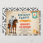 Invitation d'anniversaire thème prince chevalier (Devant / Derrière)