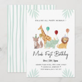 Invitation d'anniversaire thème Safari Animaux (Devant / Derrière)