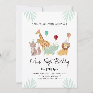 Invitation d'anniversaire thème Safari Animaux